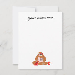 Personalisierter Sloth Notecards Mitteilungskarte