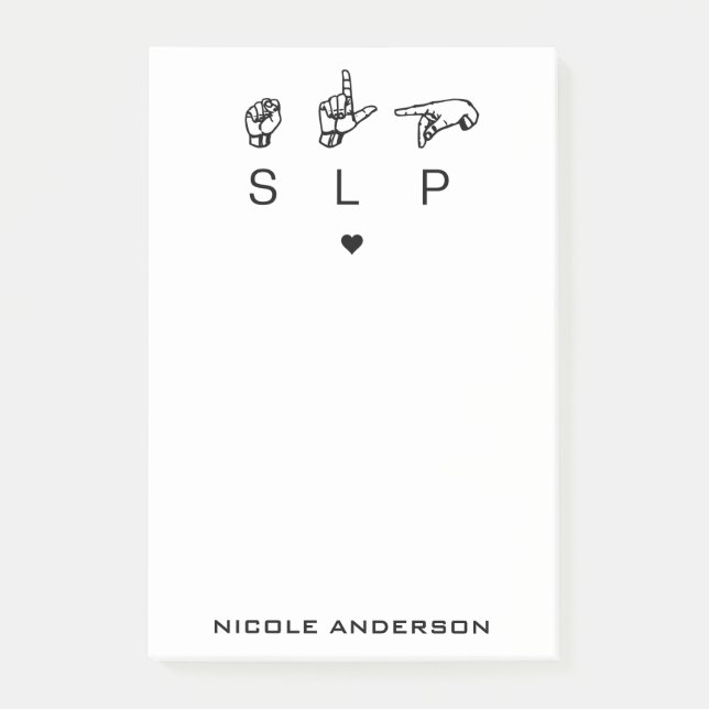 Personalisierter SLP-Sprachpathologe ASL Post-it Klebezettel (Vorderseite)