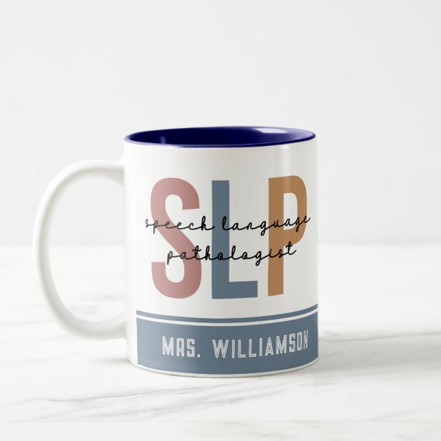 Personalisierter SLP-Sprachpathologe Zweifarbige Tasse (Links)