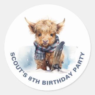 Personalisierter Snowboarden-Sticker Runder Aufkleber