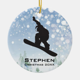 Personalisierter Snowboarder Keramik Ornament