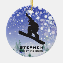 Personalisierter Snowboarder Keramikornament