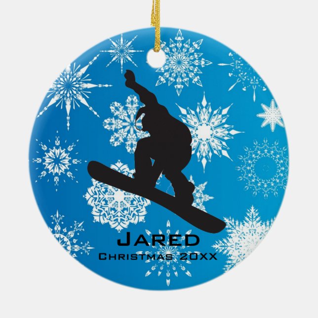Personalisierter Snowboarder Keramikornament (Hinten)