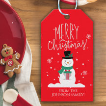 Personalisierter Snowman Weihnachtsgeschenk-Tag
