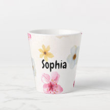 Personalisierter Soft Watercolor Floral Name Latte
