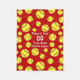 Personalisierter Softball bedeckt niedliche Fleecedecke