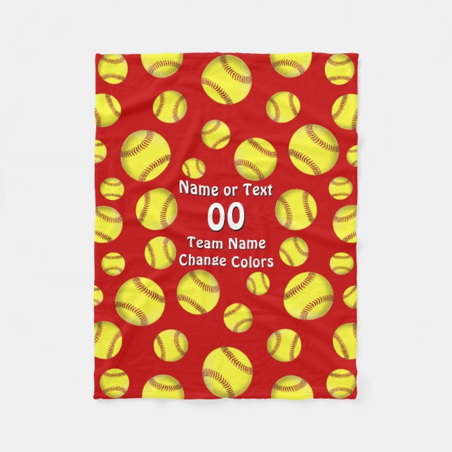 Personalisierter Softball bedeckt niedliche Fleecedecke (Vorderseite)