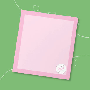 Personalisierter Softball-Notizblock Rosa für Kind Notizblock