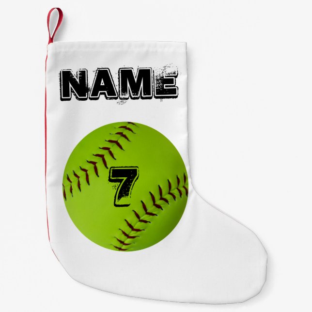 Personalisierter Softball-Strumpf Kleiner Weihnachtsstrumpf (Vorderseite)