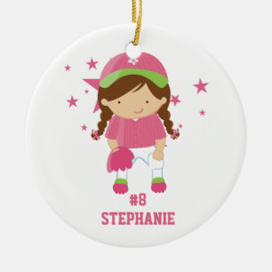 Personalisierter Softballspieler und Keramik Ornament