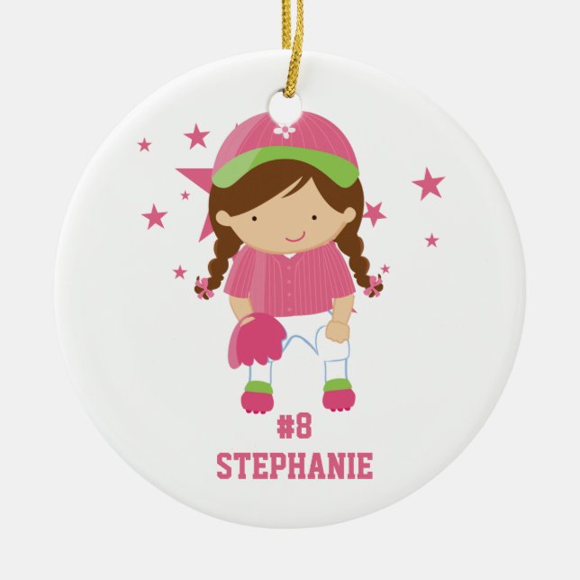 Personalisierter Softballspieler und Keramik Ornament (Vorne)