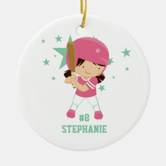 Personalisierter Softballspieler und Keramikornament