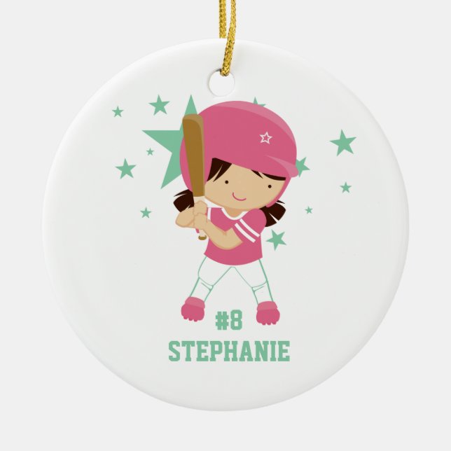 Personalisierter Softballspieler und Keramikornament (Vorne)
