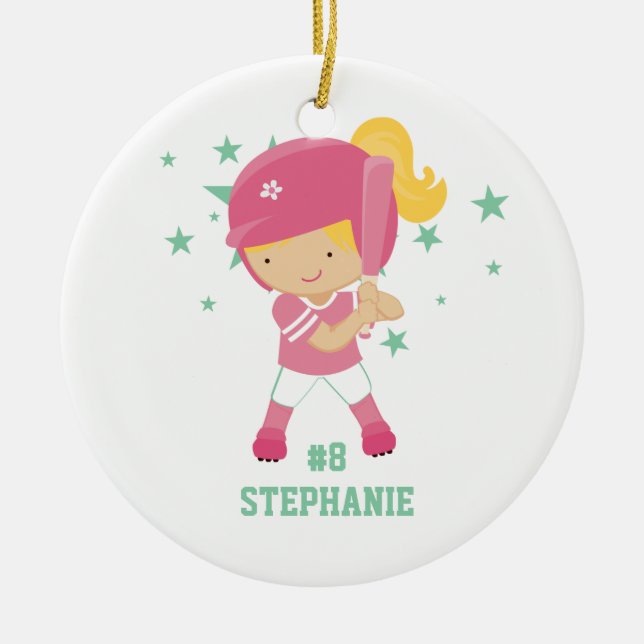 Personalisierter Softballspieler und Keramikornament (Vorne)