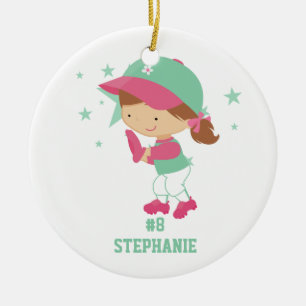 Personalisierter Softballspieler und Keramikornament