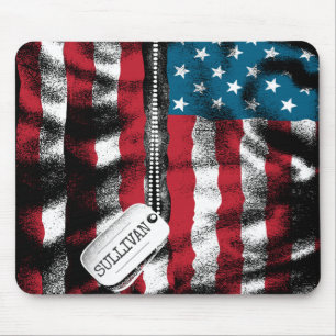Personalisierter Soldat, Hund Tag USA - Flagge Mousepad