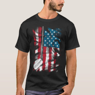 Personalisierter Soldat Hund Tags USA Flagge T-Shirt