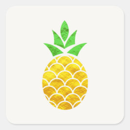 Personalisierter Sommerfoil Gold geometrische Anan Quadratischer Aufkleber