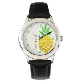 Personalisierter Sommerfoil Goldene Ananas Armbanduhr