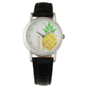 Personalisierter Sommerfoil Goldene Ananas  Armbanduhr