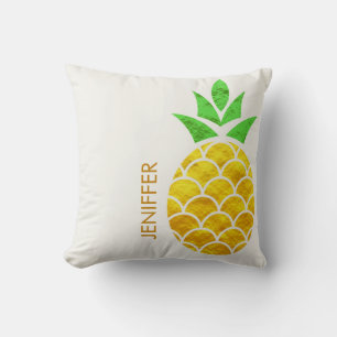 Personalisierter Sommerfoil Goldene Ananas Kissen