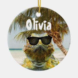 Personalisierter Sommerstrandspaß Keramik Ornament