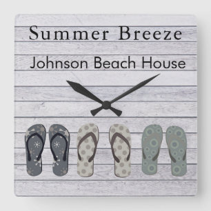 Personalisierter Sommerwind-Boardwalk-Charm Quadratische Wanduhr