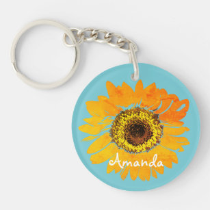 Personalisierter Sonnenblume-Schlüsselanhänger Schlüsselanhänger