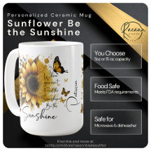 Personalisierter Sonnenblumen-Be the Sunshine-Kera