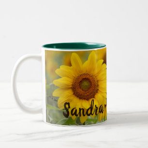 Personalisierter Sonnenblumen-Kaffeebecher Zweifarbige Tasse