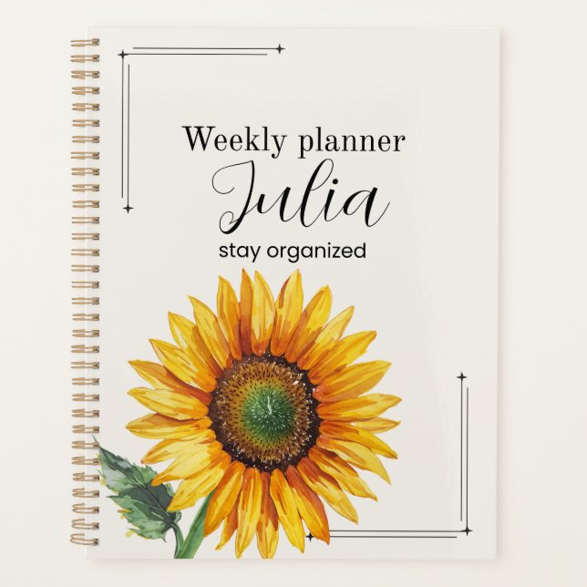 Personalisierter Sonnenblumen-Planer  Planer (Vorderseite)