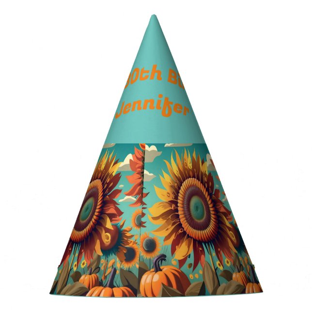 Personalisierter Sonnenblumenhut, Geburtstagshügel Partyhütchen (Vorderseite)