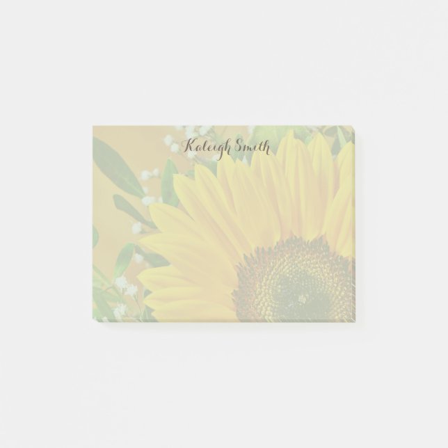 Personalisierter Sonnenblumennachweis Post-it Klebezettel (Vorderseite)