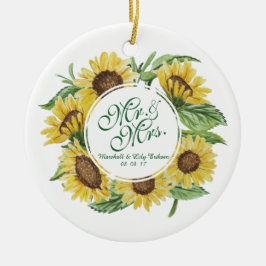 Personalisierter SonnenblumeWreath, der | Keramikornament