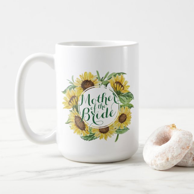 Personalisierter SonnenblumeWreath, der klassische Tasse (Mit Donut)