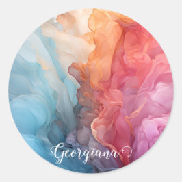 Personalisierter Sonnenuntergang auf See Alkohol T Runder Aufkleber