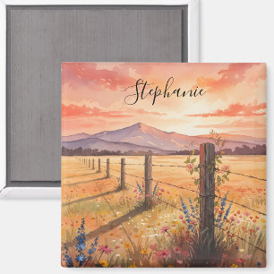 Personalisierter Sonnenuntergang Wildblume Magnet