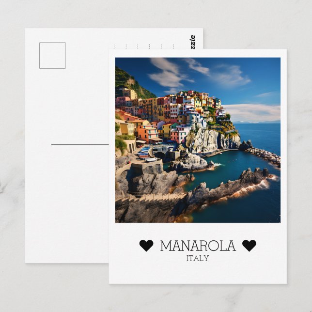 Personalisierter, sonniger Tag in Manarola, Italie Postkarte (Vorne/Hinten)
