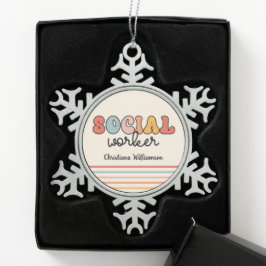 Personalisierter Sozialarbeiter Schneeflocken Zinn-Ornament