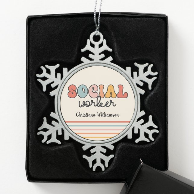 Personalisierter Sozialarbeiter Schneeflocken Zinn-Ornament (Box)