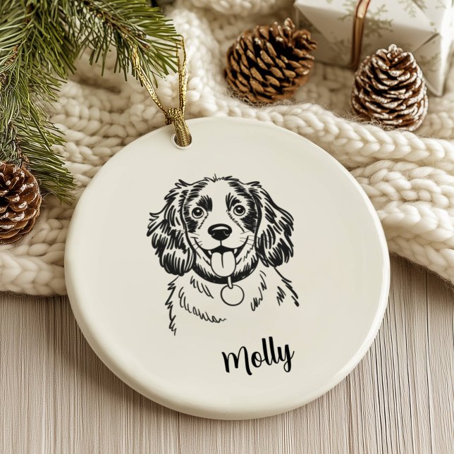 Personalisierter Spaniel-Hund Weihnachten Keramik Ornament (Von Creator hochgeladen)