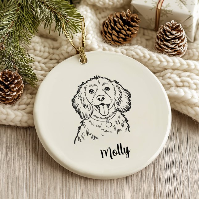Personalisierter Spaniel-Hund Weihnachten Keramik Ornament (Von Creator hochgeladen)