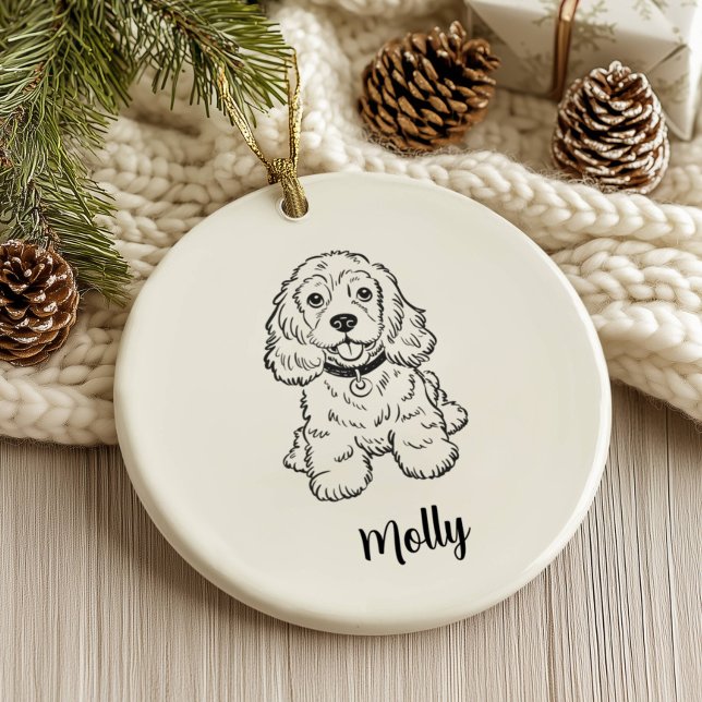 Personalisierter Spaniel-Hund Weihnachten Keramik Ornament (Von Creator hochgeladen)