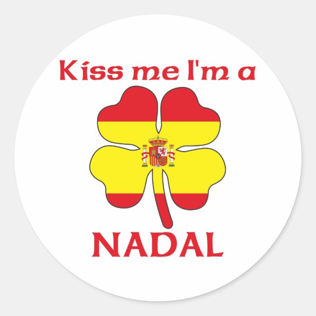 Personalisierter Spanischer Kuss Ich bin Nadal Runder Aufkleber (Vorderseite)