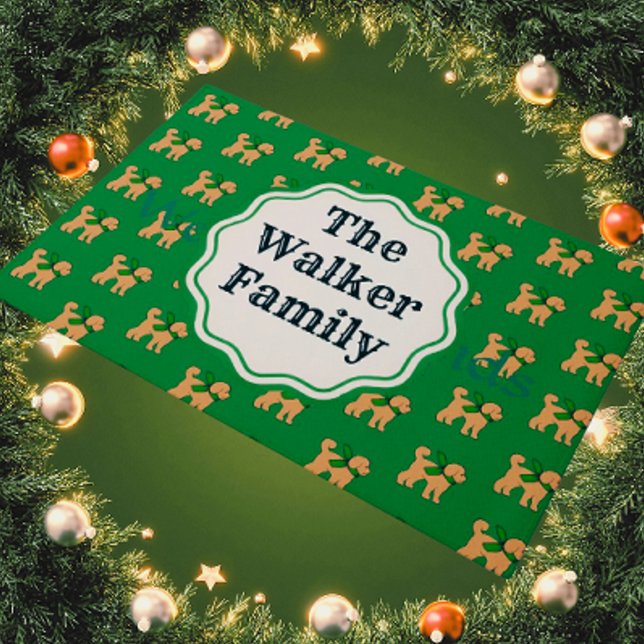 Personalisierter Spaß Doodle grün Fußmatte (A Doodle Dog welcome with this personalized door mat!)