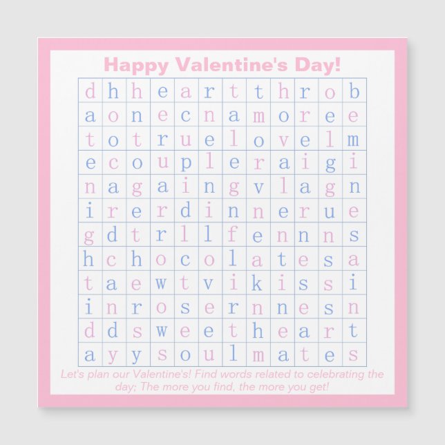 Personalisierter Spaß, Pink Valentine's Day Word P Magnetkarte (Vorderseite)