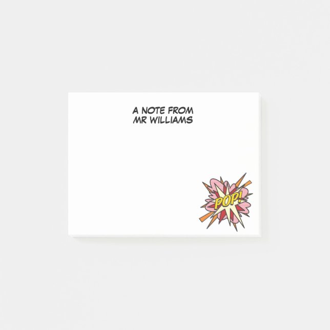 Personalisierter Spaß Retro Comic Pop Kunst, Dicht Post-it Klebezettel (Vorderseite)