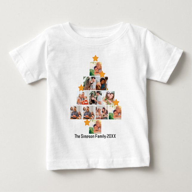 Personalisierter Spaß Weihnachten 11. FotoCollage Baby T-shirt (Vorderseite)