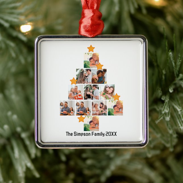 Personalisierter Spaß Weihnachten 11. FotoCollage Ornament Aus Metall (Baum)