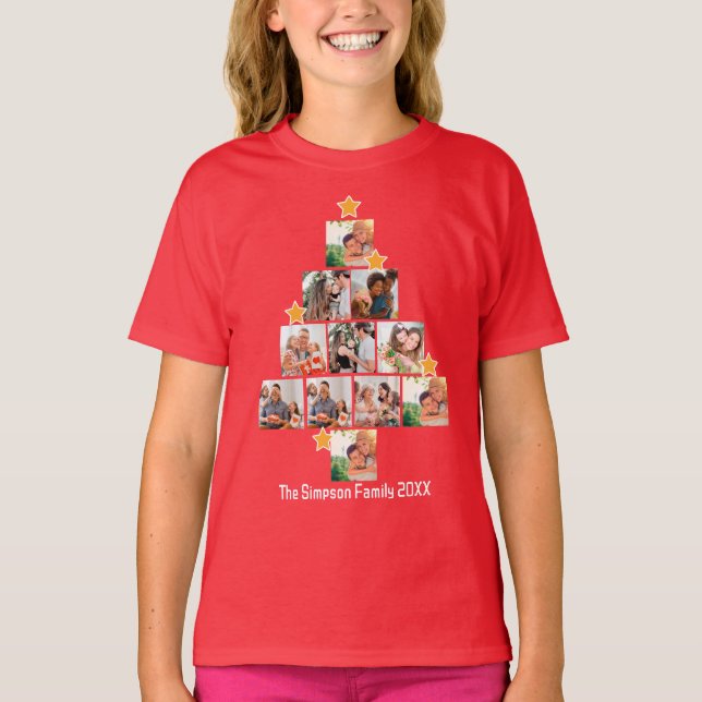 Personalisierter Spaß Weihnachten 11. FotoCollage T-Shirt (Vorderseite)